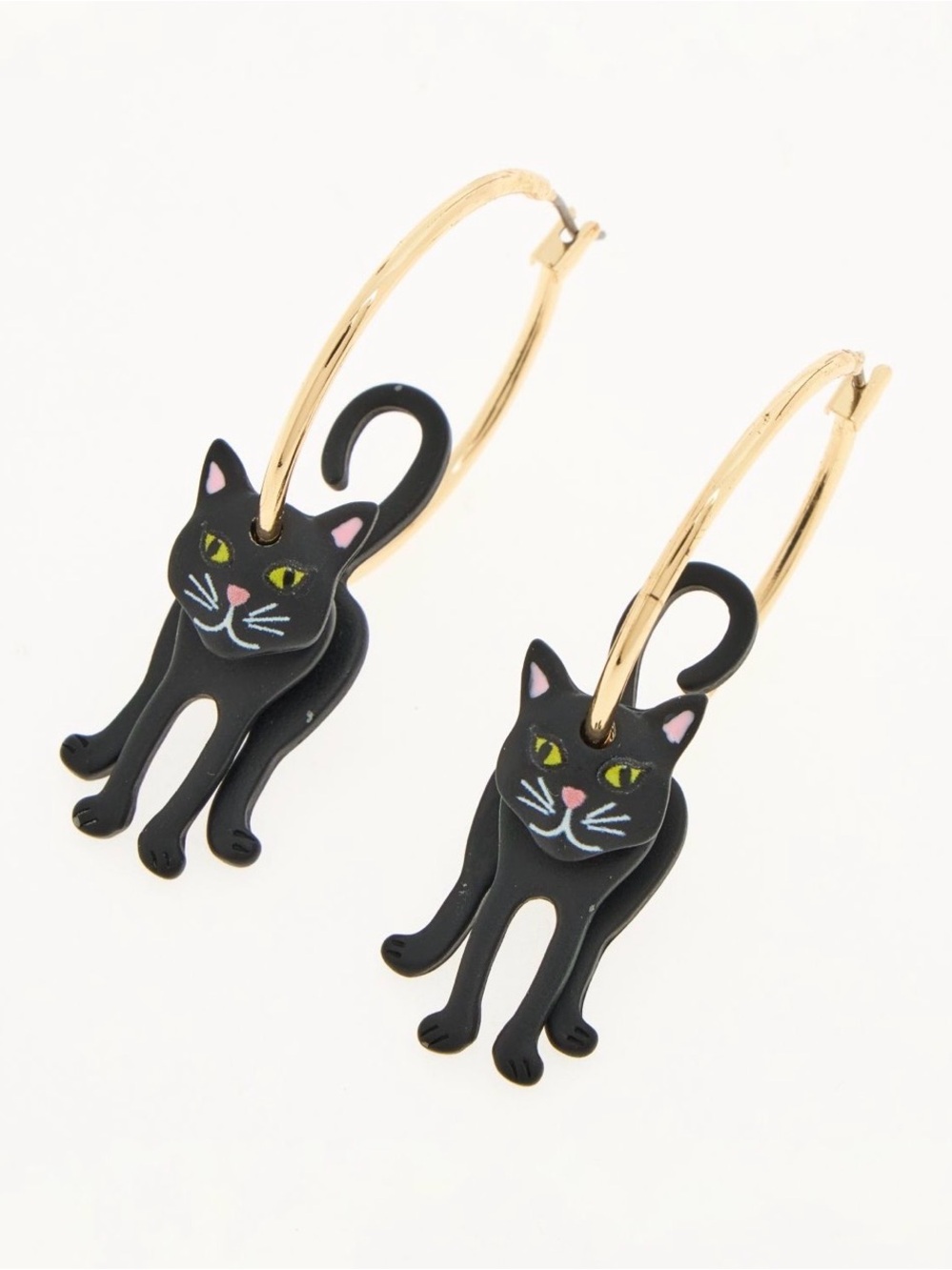 Black Cat Hoop Earrings - True to Form Black Cat Earrings - Picture 5 of 7